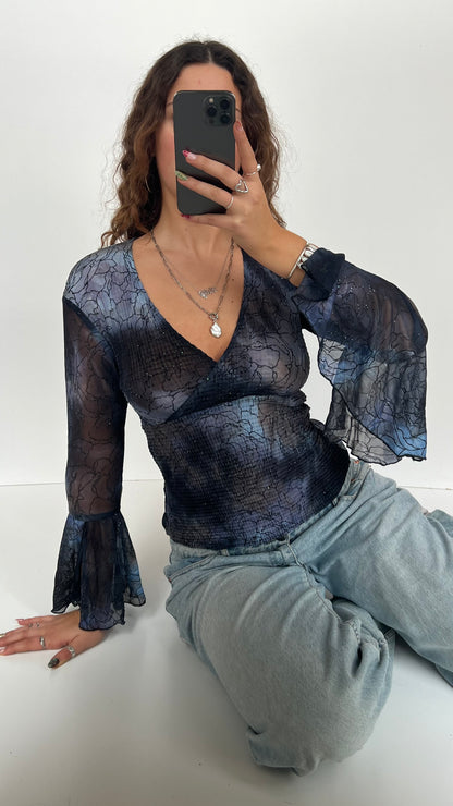 00s blue fairy long sleeve top- size M