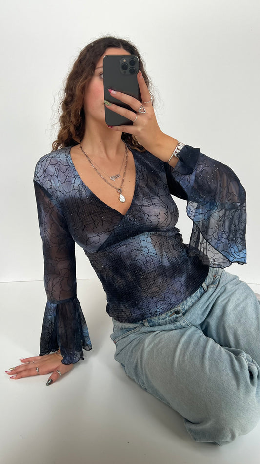 00s blue fairy long sleeve top- size M