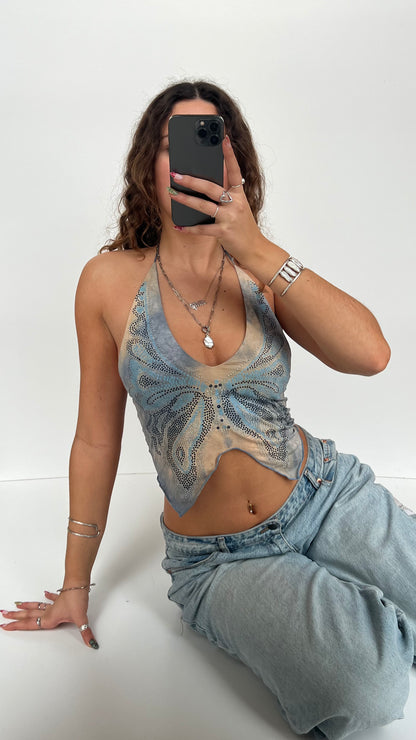 00s blue butterfly cami- size S