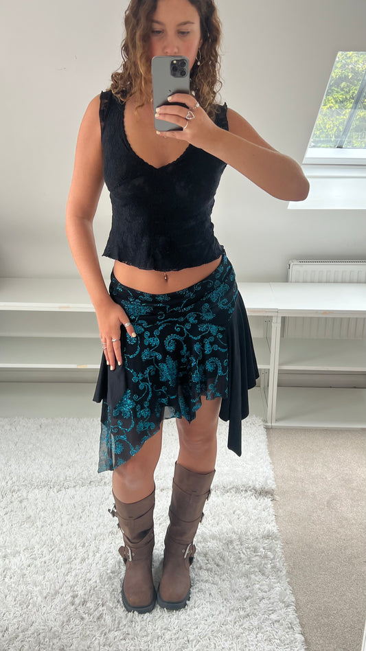 00s black blue glitter fairy skirt- size S