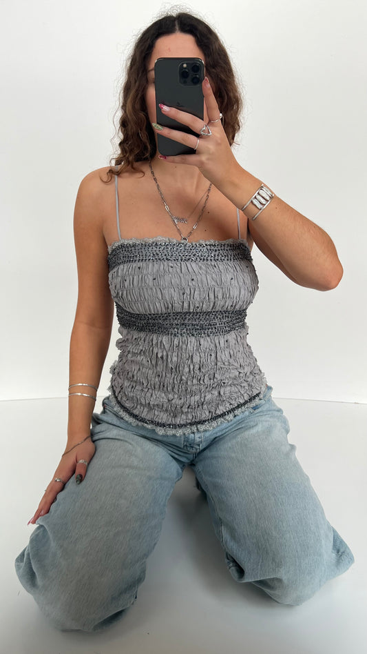 00s grey beaded cami- size M