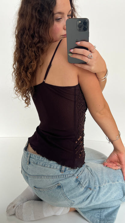 00s brown sequin cami- size S