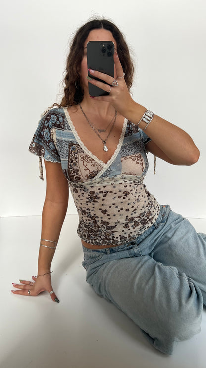 00s blue mesh baby tee- size S