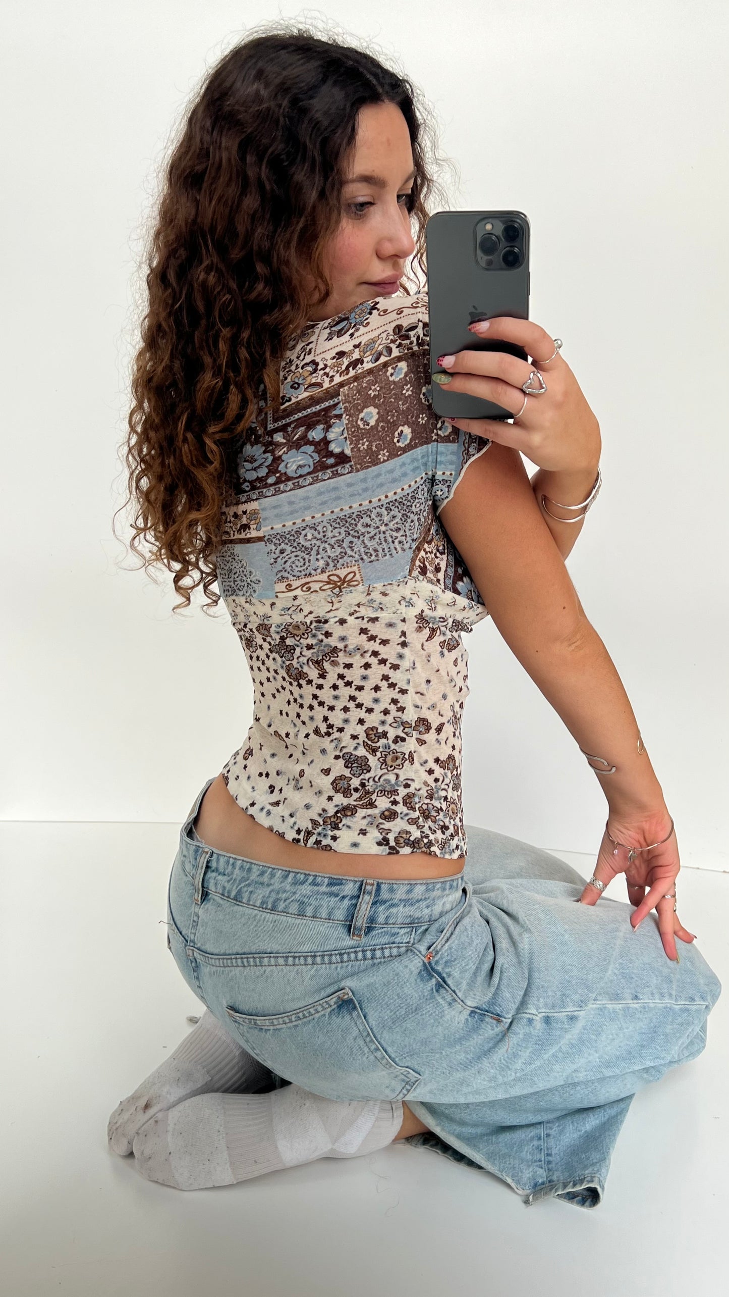 00s blue mesh baby tee- size S