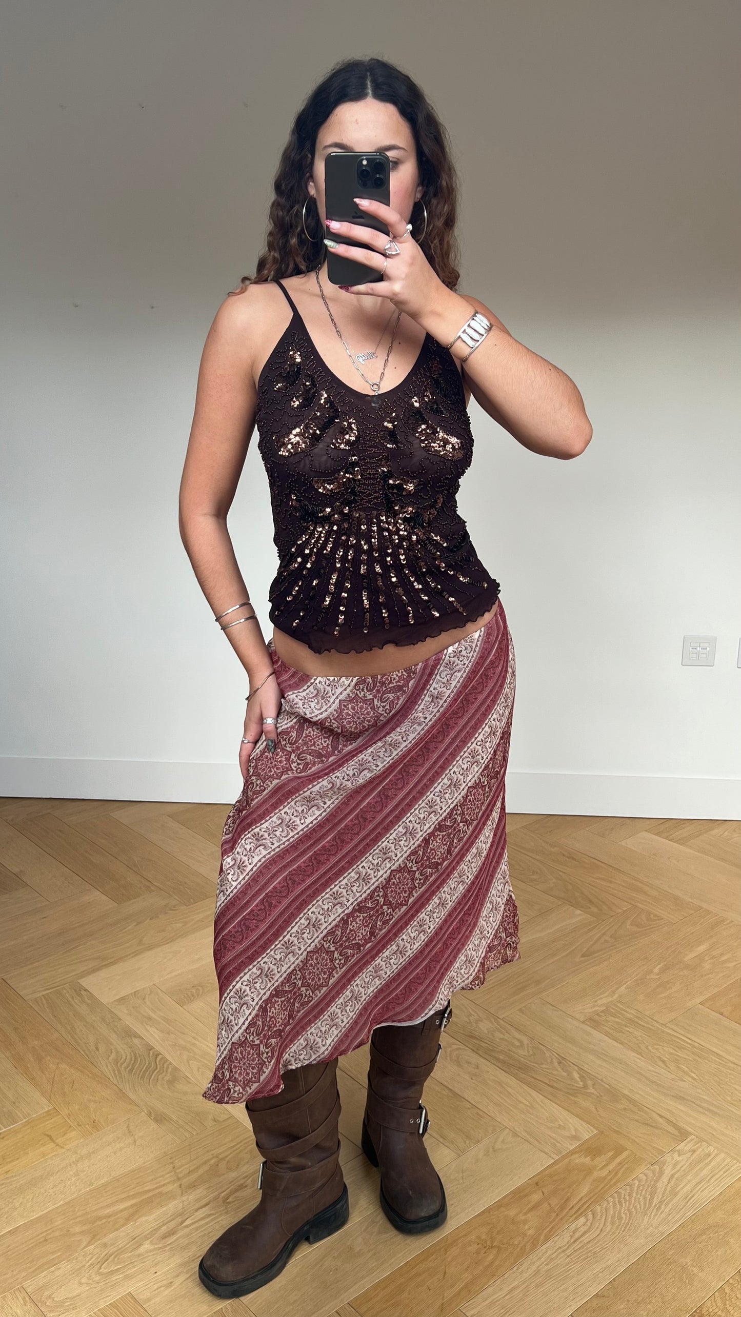 00s pink mesh maxi skirt- size XL