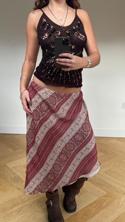 00s pink mesh maxi skirt- size XL