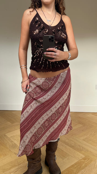 00s pink mesh maxi skirt- size XL