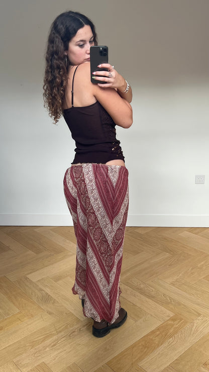 00s pink mesh maxi skirt- size XL