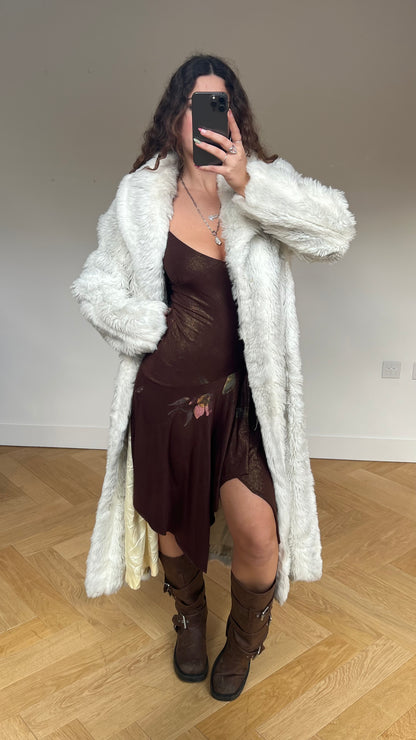 00s white fur coat- size L