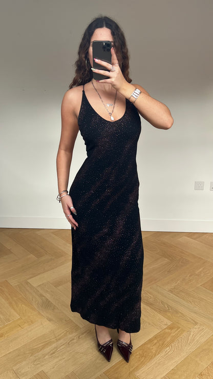00s black glitter maxi dress- size M
