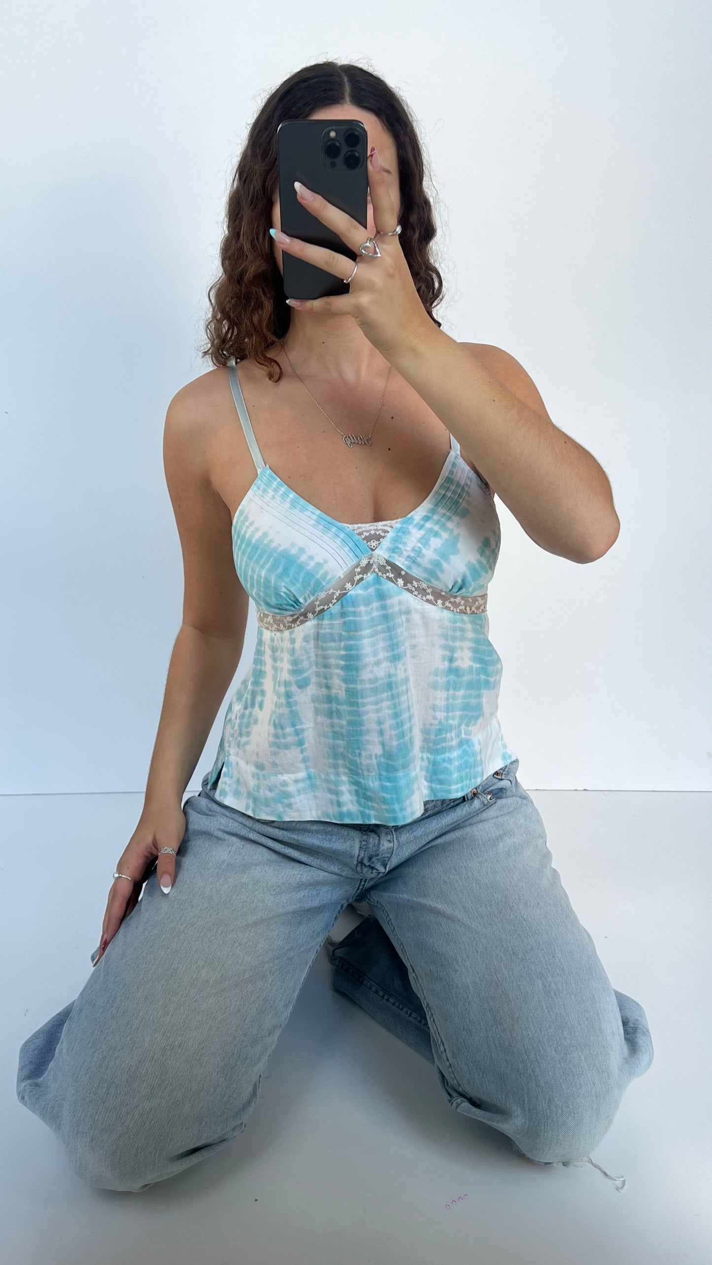 00s blue tie dye cami- size S