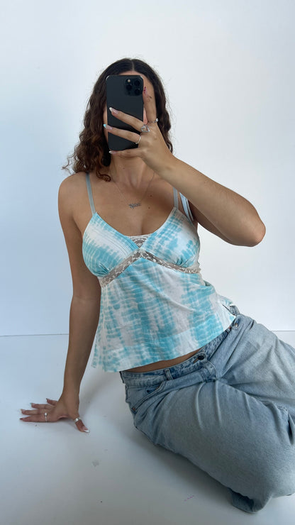 00s blue tie dye cami- size S