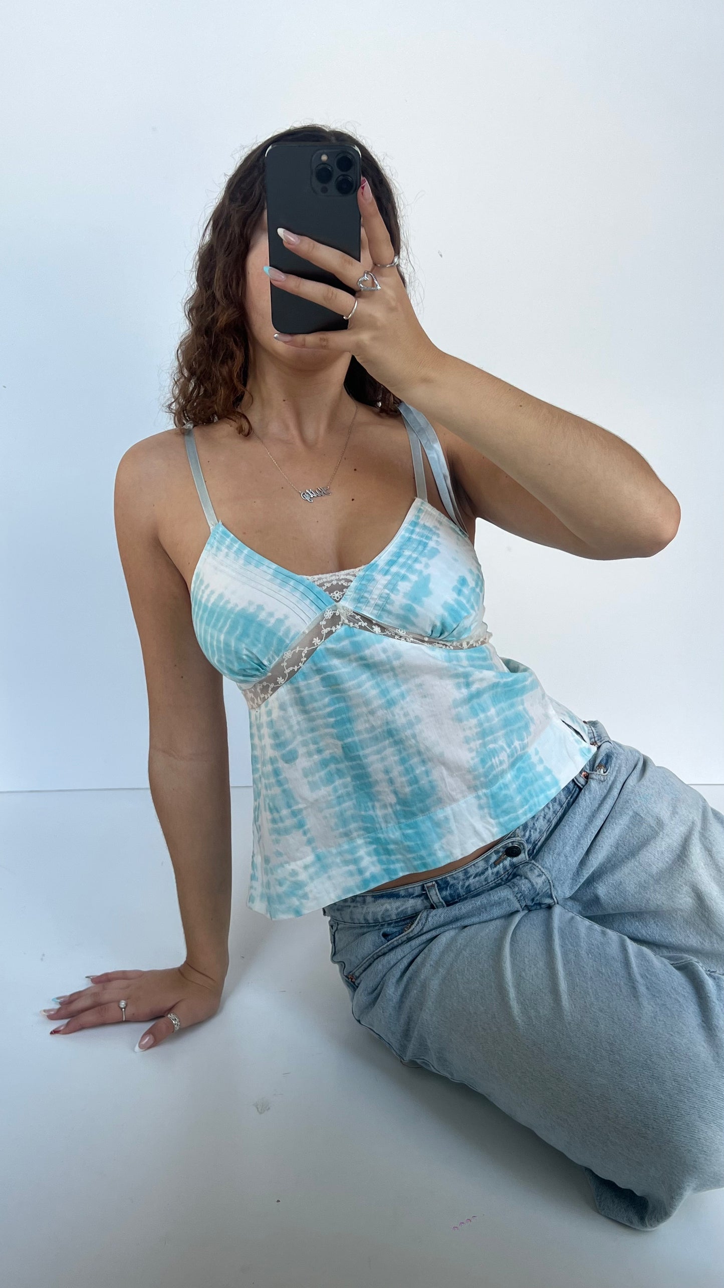 00s blue tie dye cami- size S
