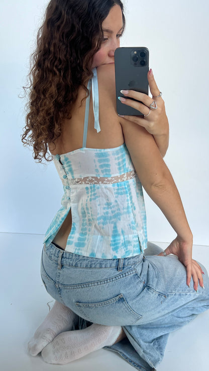 00s blue tie dye cami- size S
