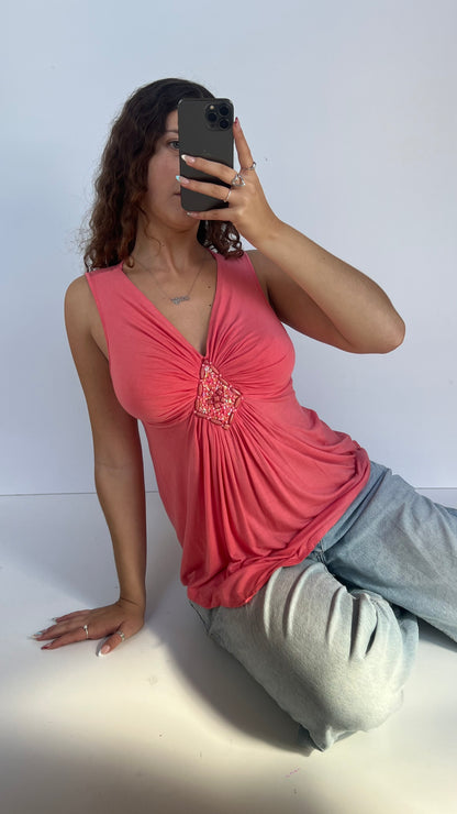 00s coral babydoll top- size M