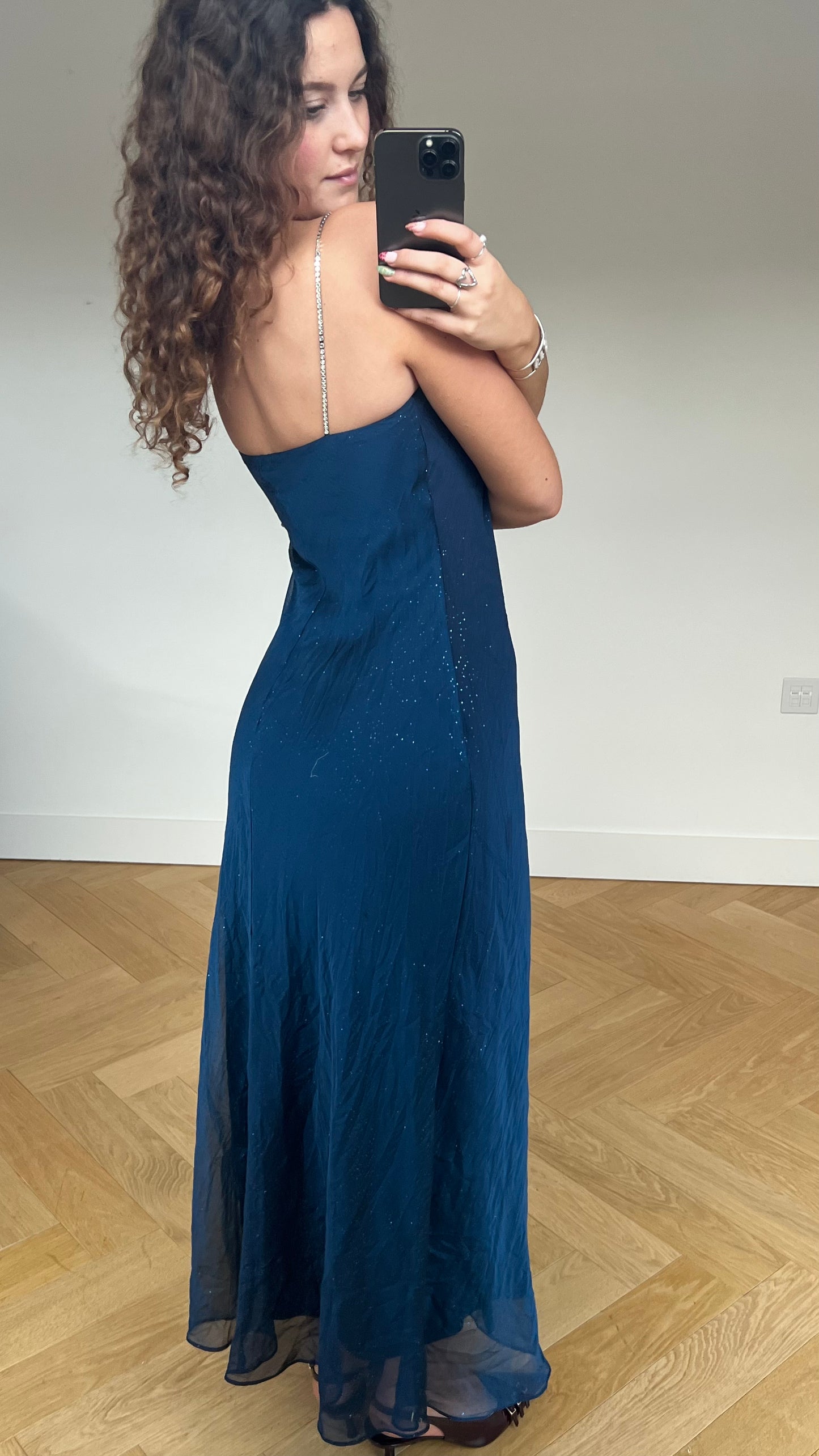 00s navy glitter maxi dress- size M
