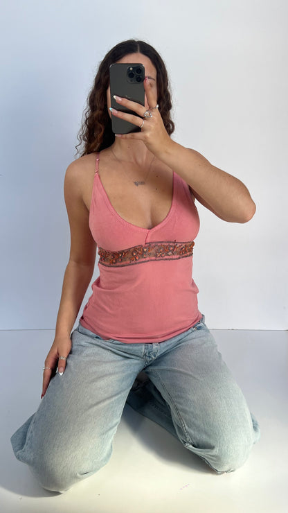 00s pink sequin cami- size L