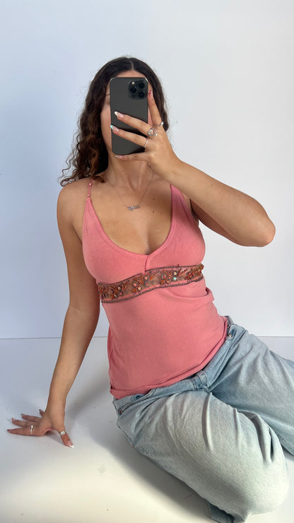 00s pink sequin cami- size L