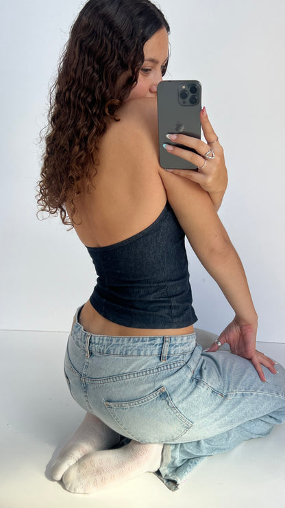 00s denim halter top- size S