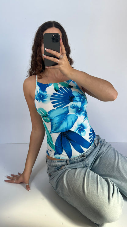 00s blue floral cami- size M