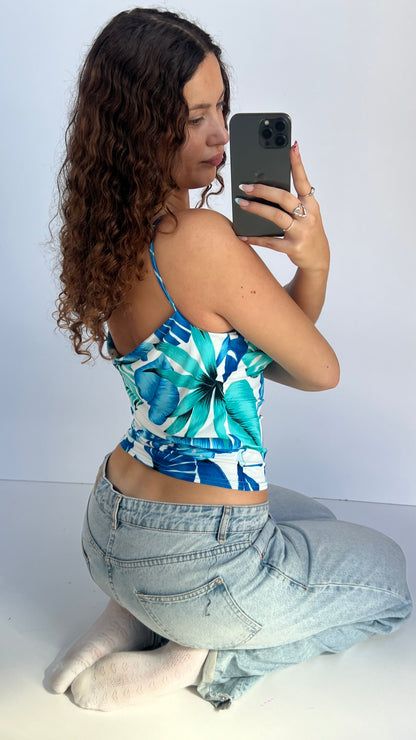 00s blue floral cami- size M