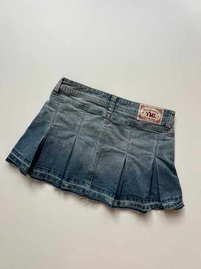 00s denim pleated mini skirt- size XS