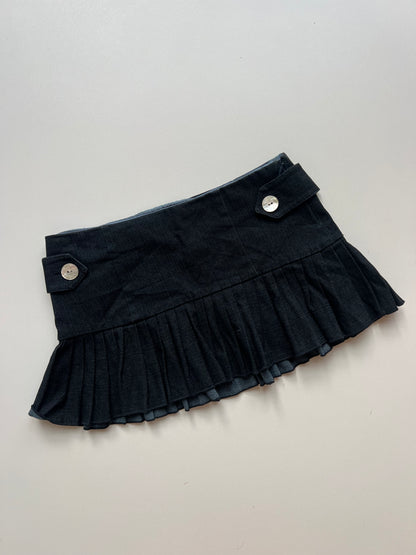 00s denim pleated mini skirt- size XS