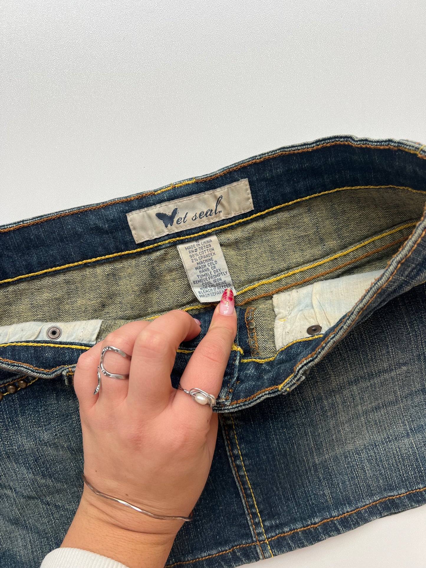 00s denim mini skirt- size XS