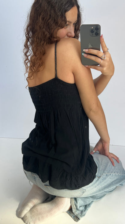 00s black crochet babydoll cami- size M