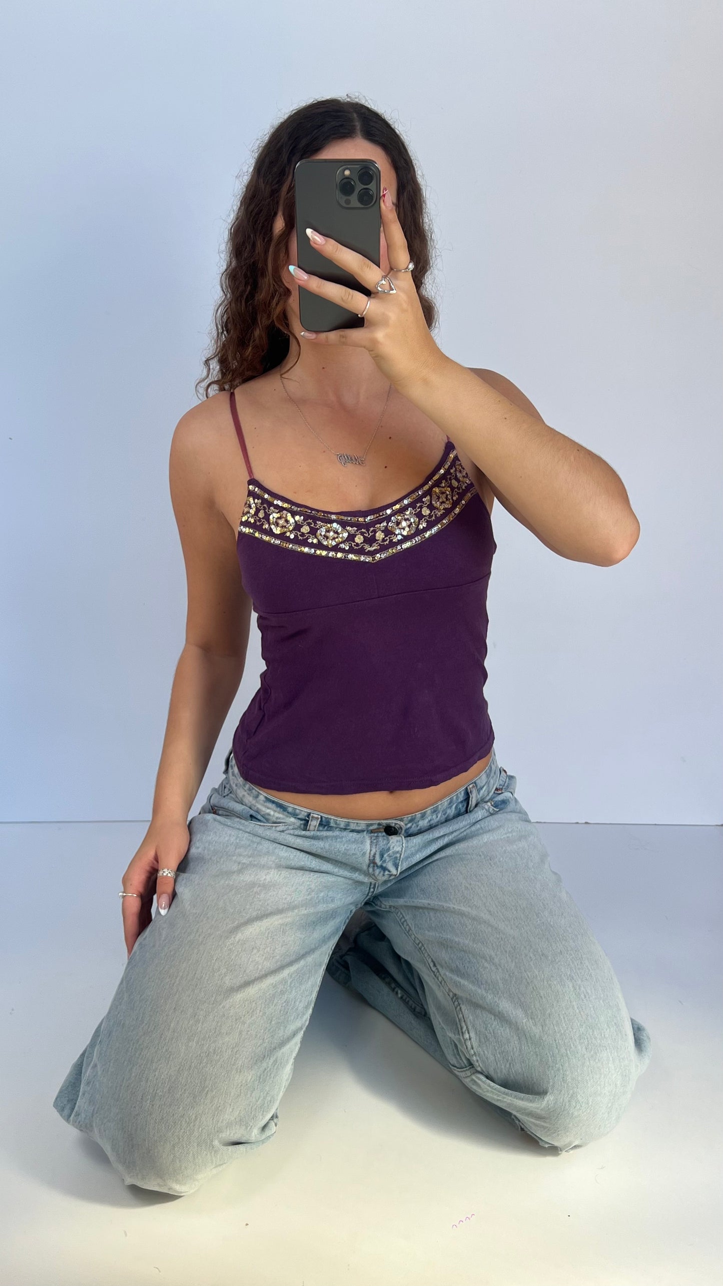 00s purple sequin cami- size S