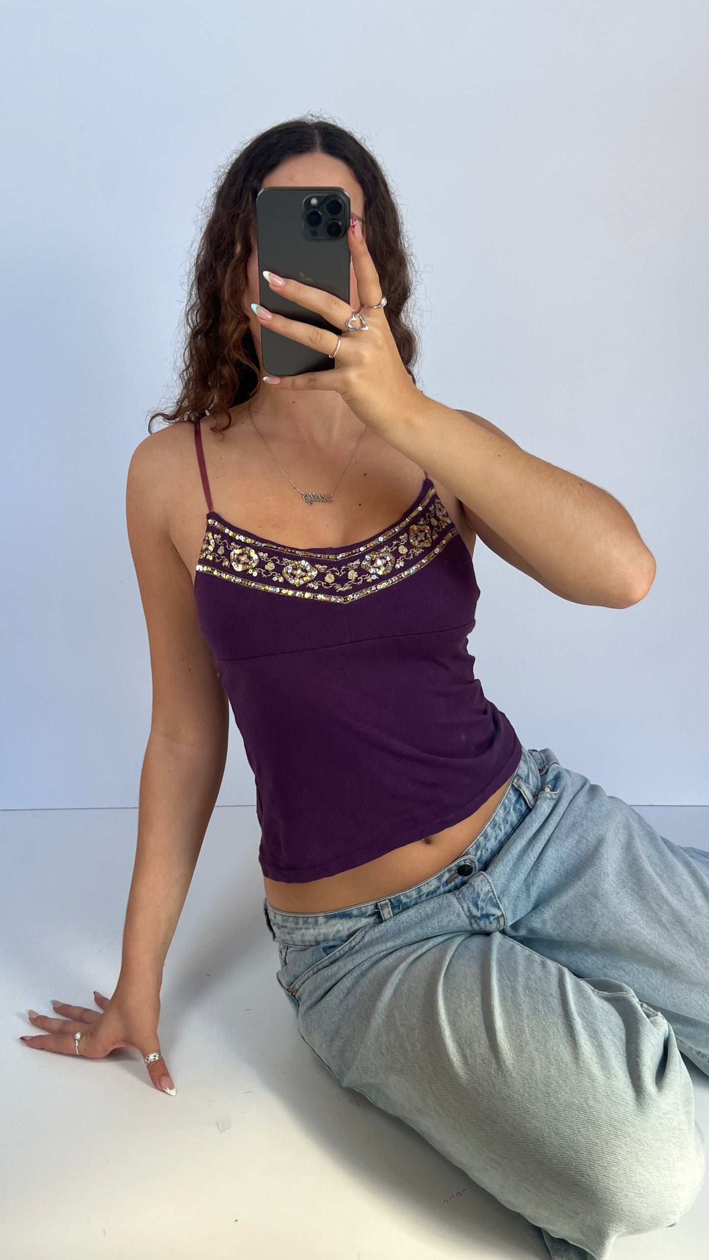 00s purple sequin cami- size S