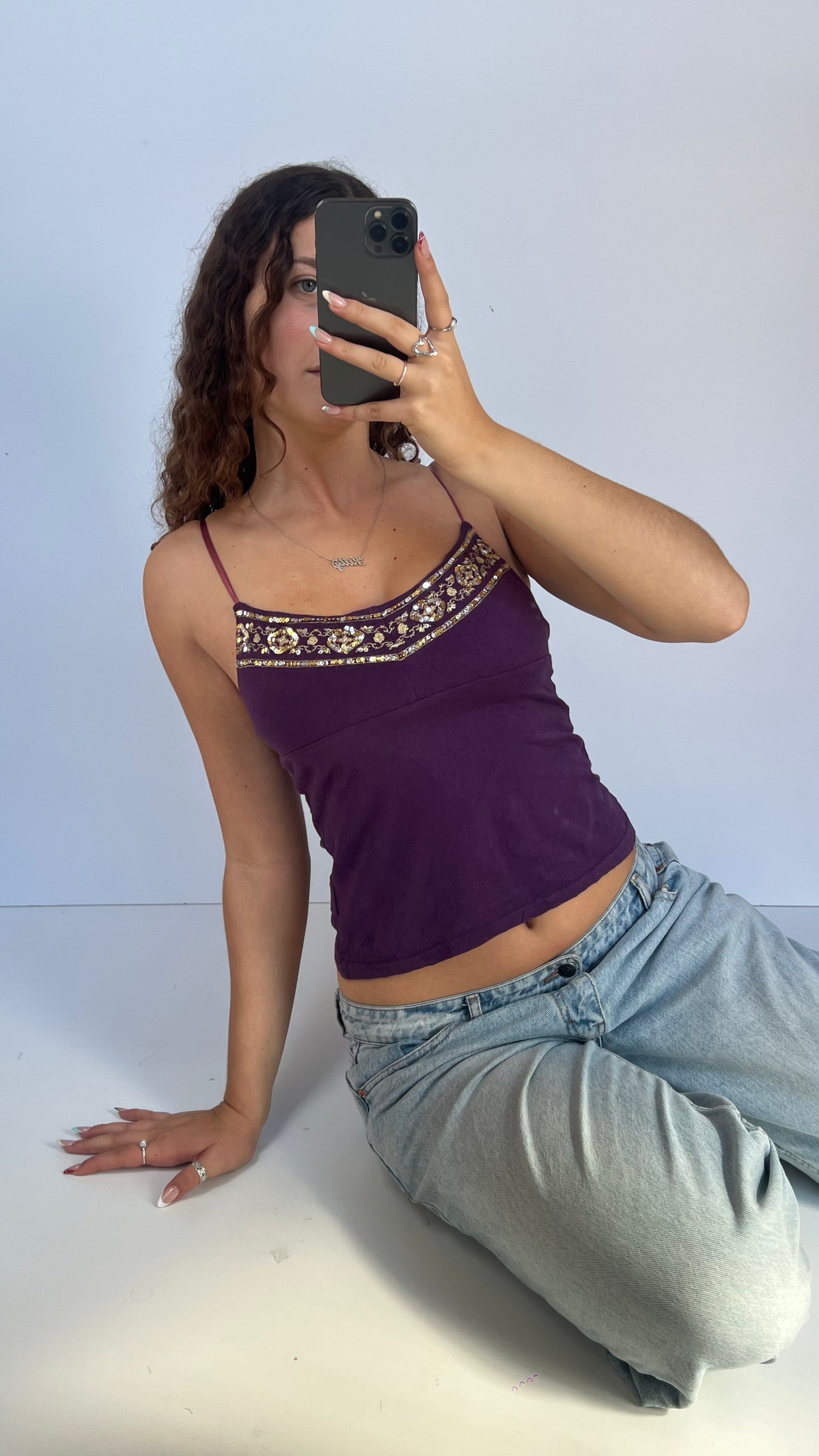 00s purple sequin cami- size S