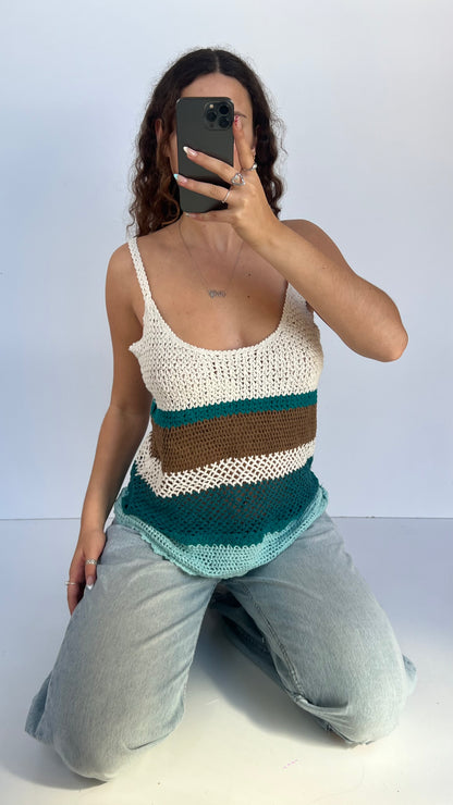 00s blue crochet cami- size L