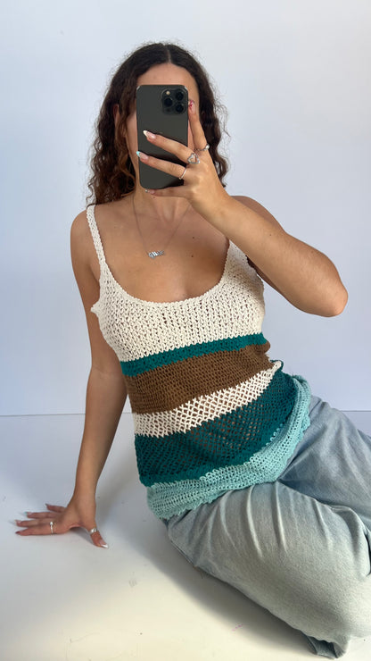 00s blue crochet cami- size L