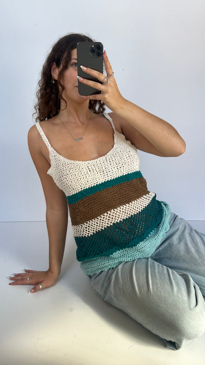 00s blue crochet cami- size L