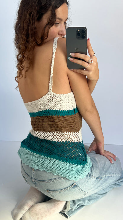 00s blue crochet cami- size L