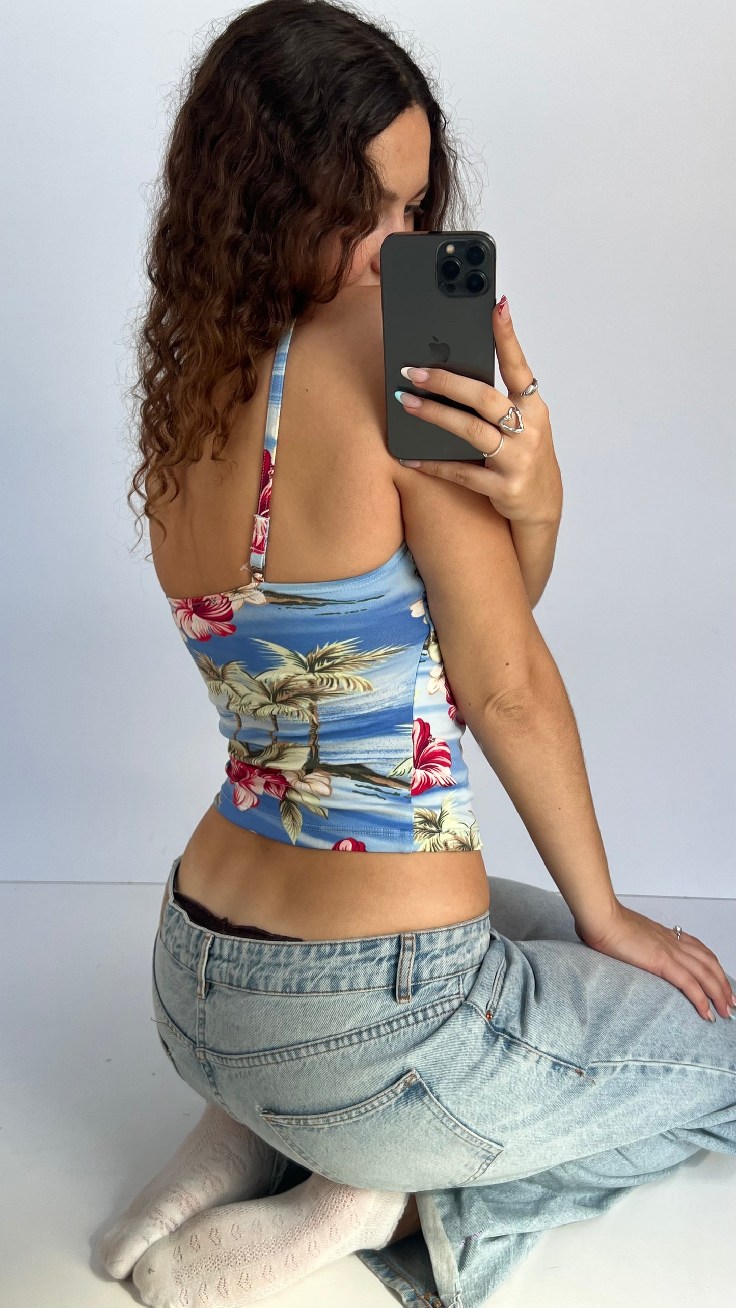 00s blue floral cami- size S