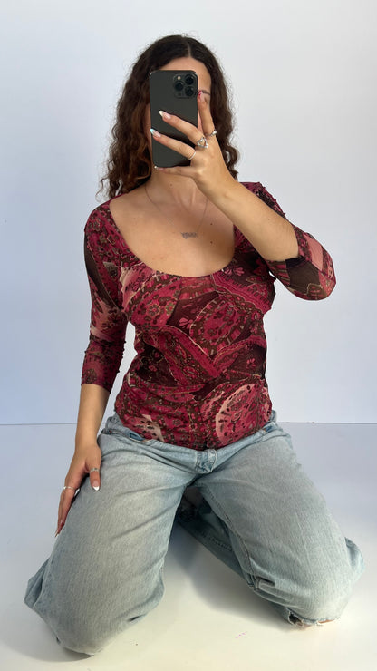 00s pink mesh top- size S