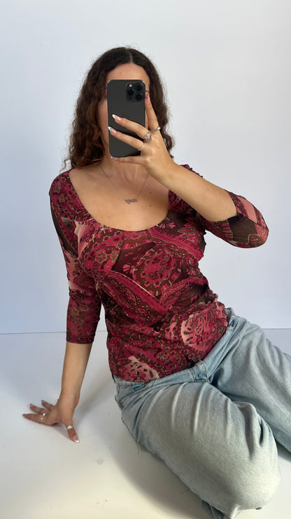 00s pink mesh top- size S
