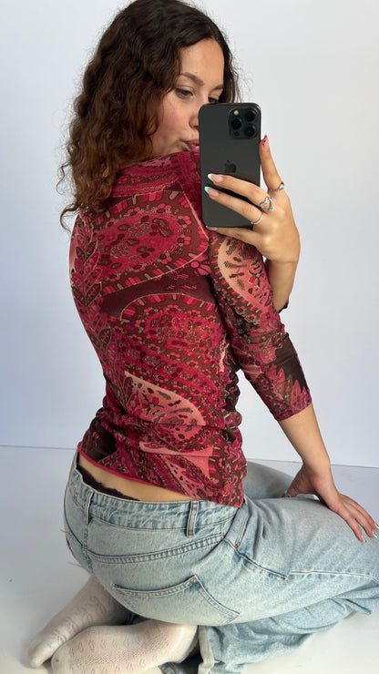 00s pink mesh top- size S