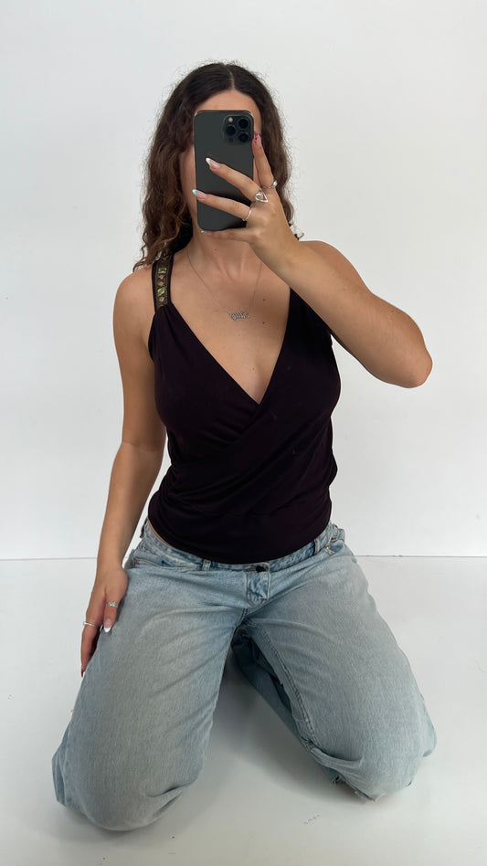 00s brown plunge cami- size M