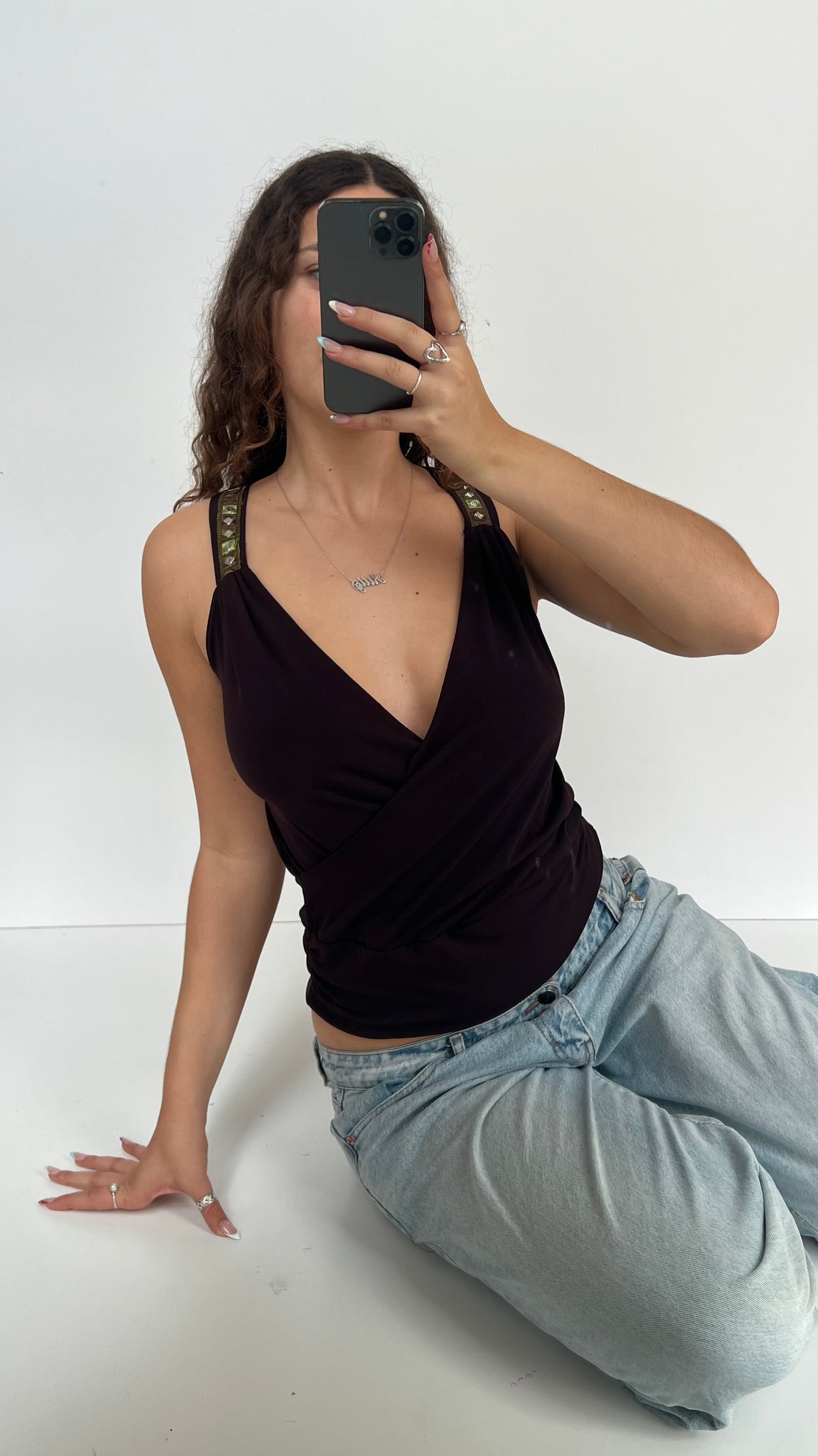 00s brown plunge cami- size M