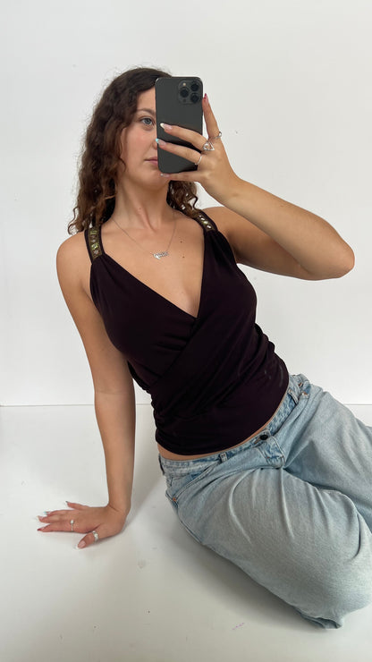 00s brown plunge cami- size M
