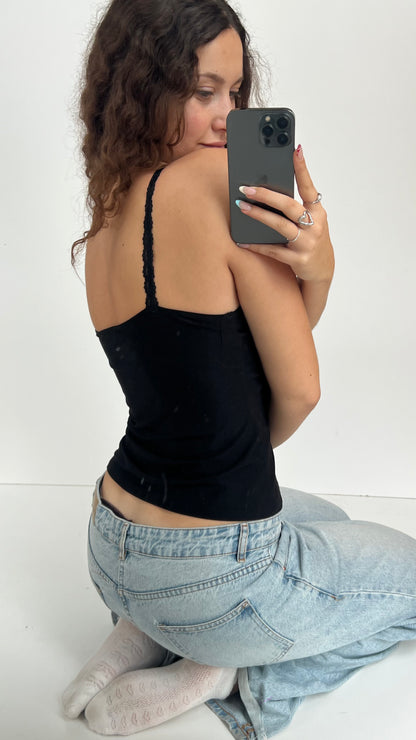 00s black sequin corset cami- size M