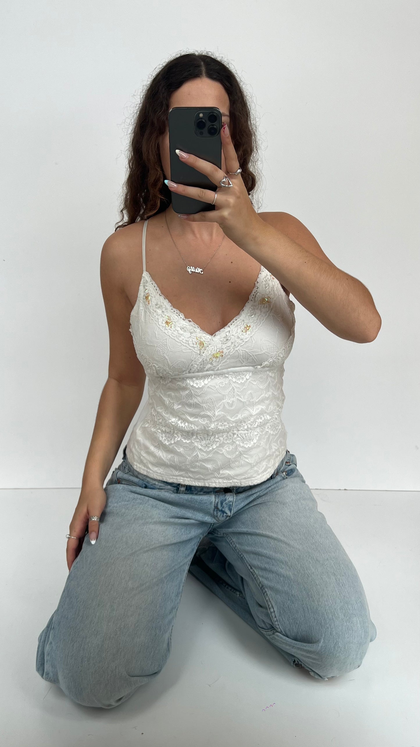 00s white lace cami- size XL