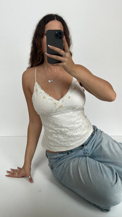 00s white lace cami- size XL