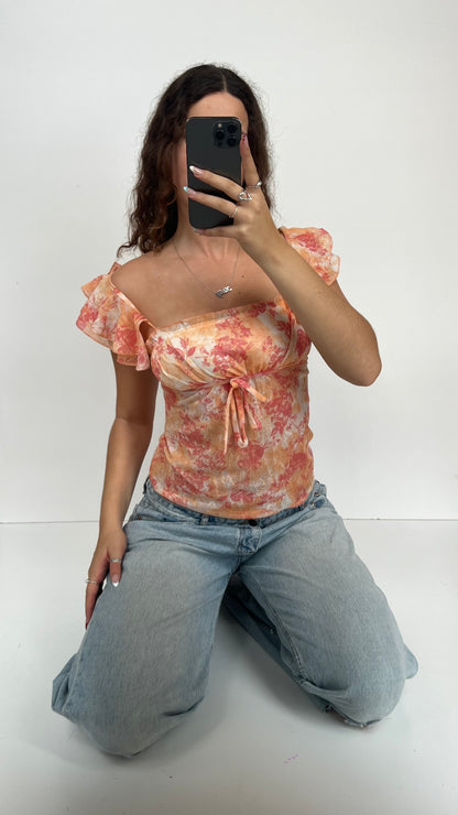 00s orange mesh floral cami- size XS