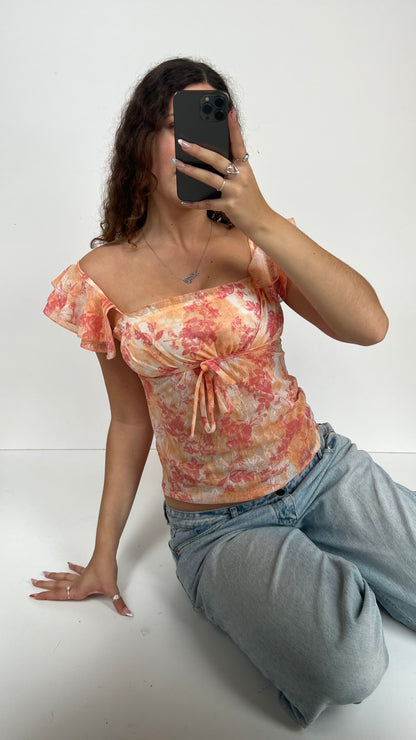 00s orange mesh floral cami- size XS