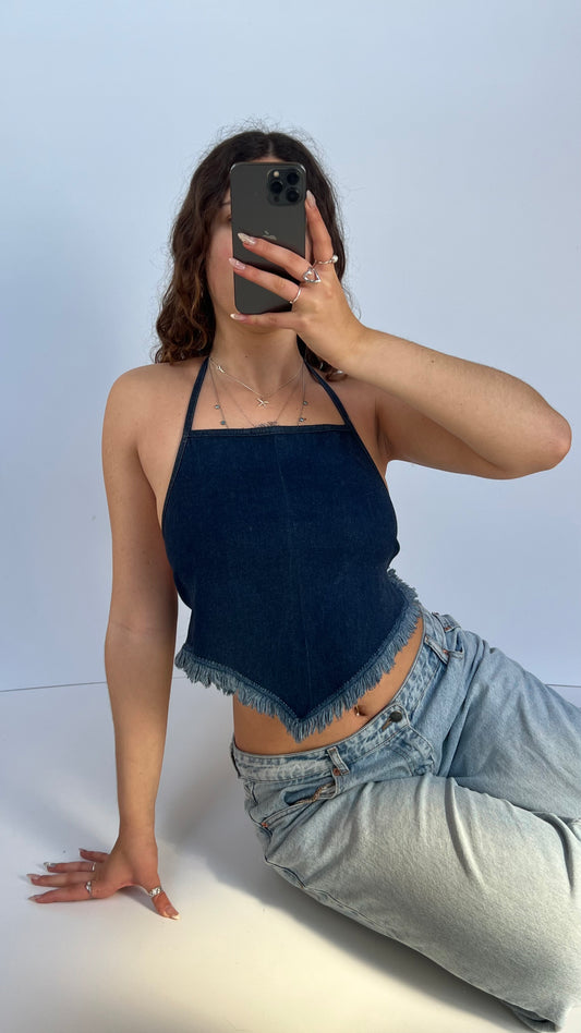 00s backless denim cami- size M