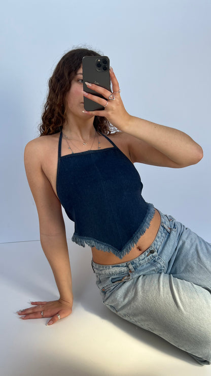 00s backless denim cami- size M